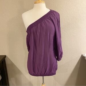 Sisley Purple One Shoulder 3/4 Sleeve Blouse Top Women’s Medium